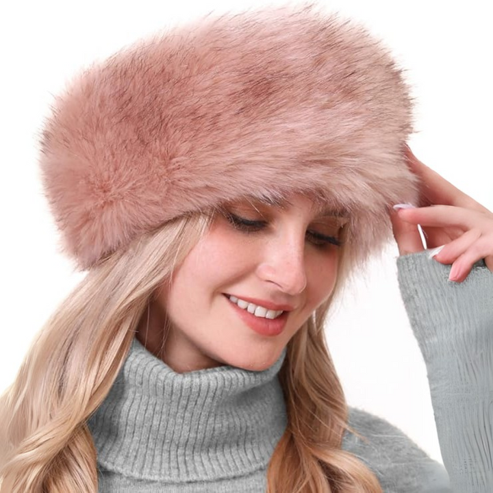 Winter Headband made of Imitation Fur – Olga-Pink-Nora Luxe