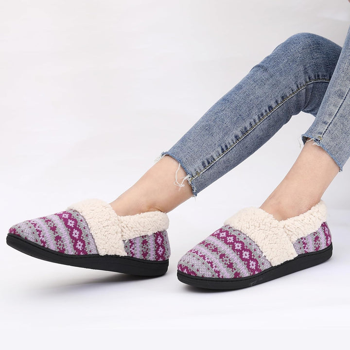 Winter Knitted Slippers - CozyCloud-Black-4.5-Nora Luxe