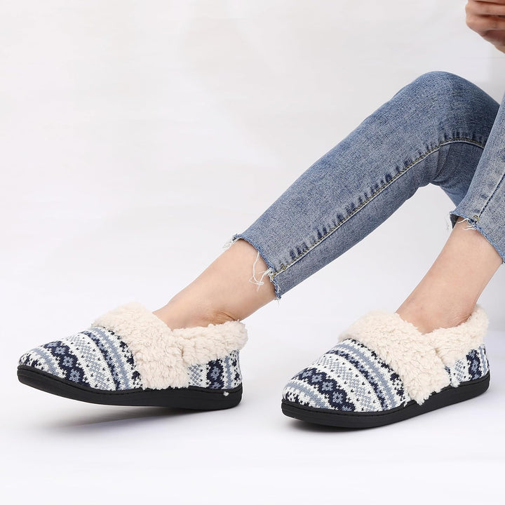 Winter Knitted Slippers - CozyCloud-Black-4.5-Nora Luxe