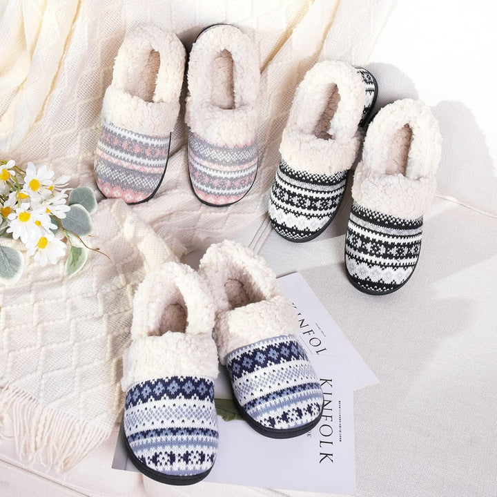 Winter Knitted Slippers - CozyCloud-Black-4.5-Nora Luxe