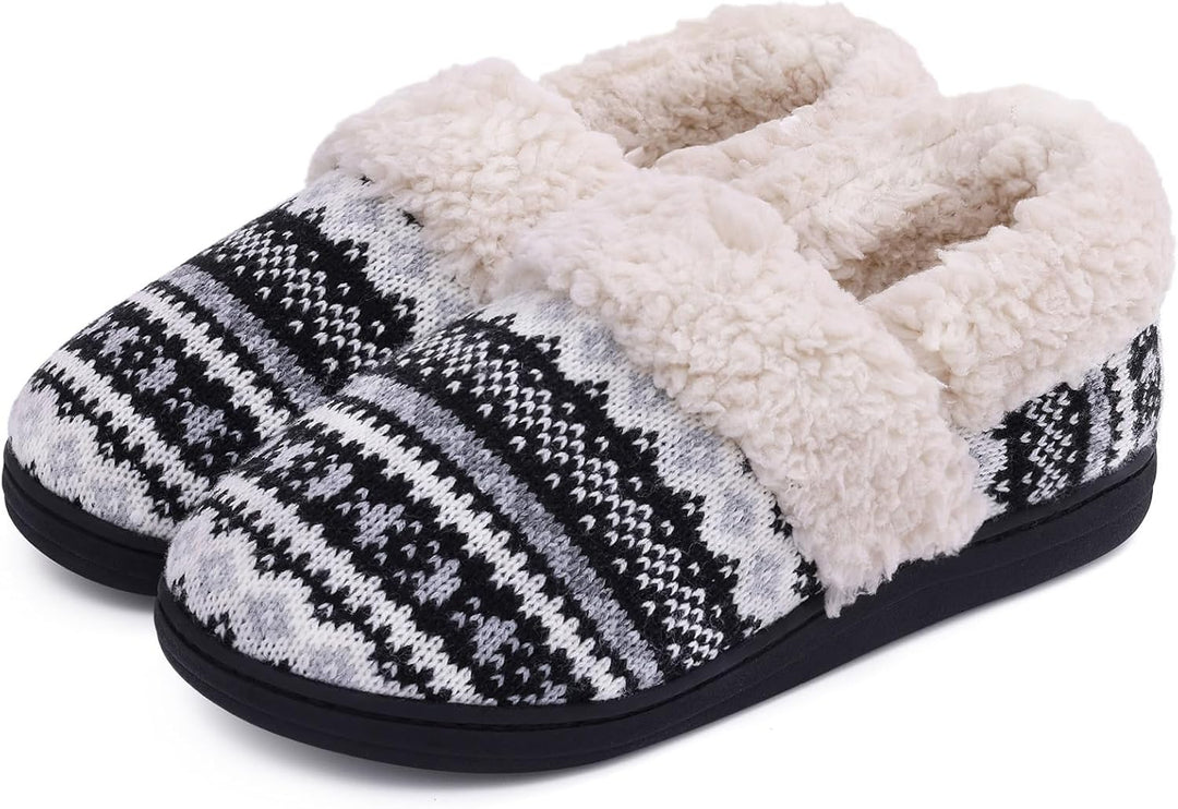 Winter Knitted Slippers - CozyCloud-Black-4.5-Nora Luxe