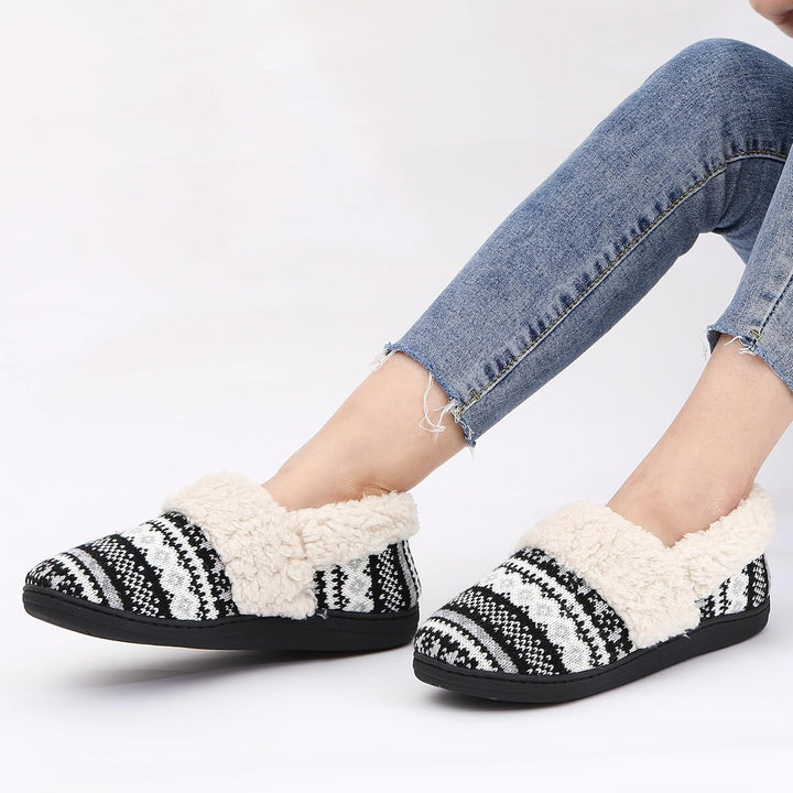Winter Knitted Slippers - CozyCloud-Black-4.5-Nora Luxe