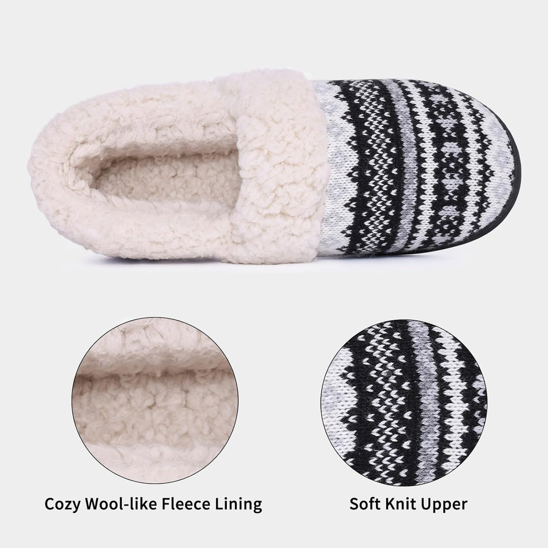 Winter Knitted Slippers - CozyCloud-Black-4.5-Nora Luxe