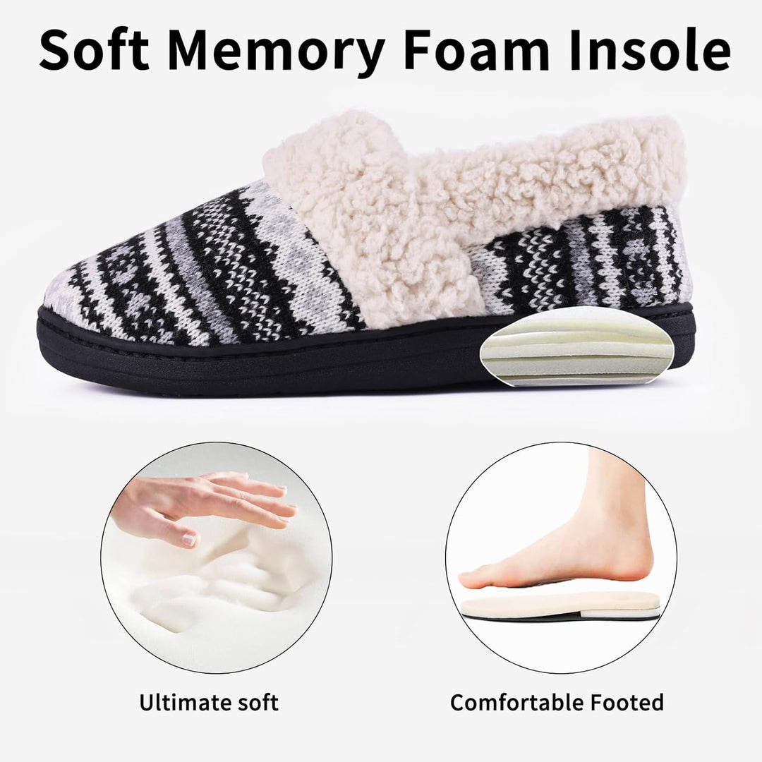 Winter Knitted Slippers - CozyCloud-Black-4.5-Nora Luxe