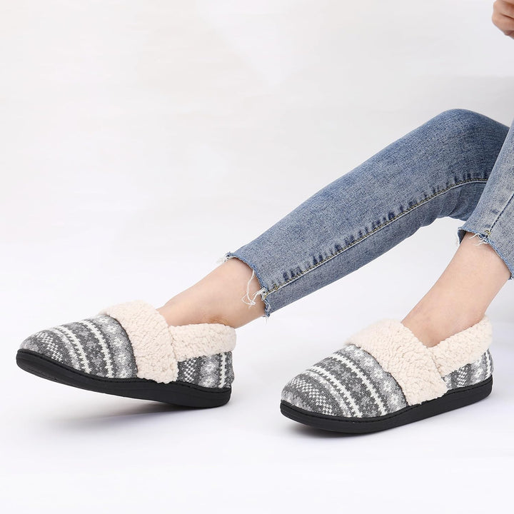 Winter Knitted Slippers - CozyCloud-Black-4.5-Nora Luxe