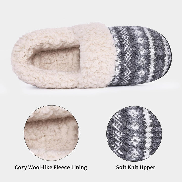Winter Knitted Slippers - CozyCloud-Black-4.5-Nora Luxe