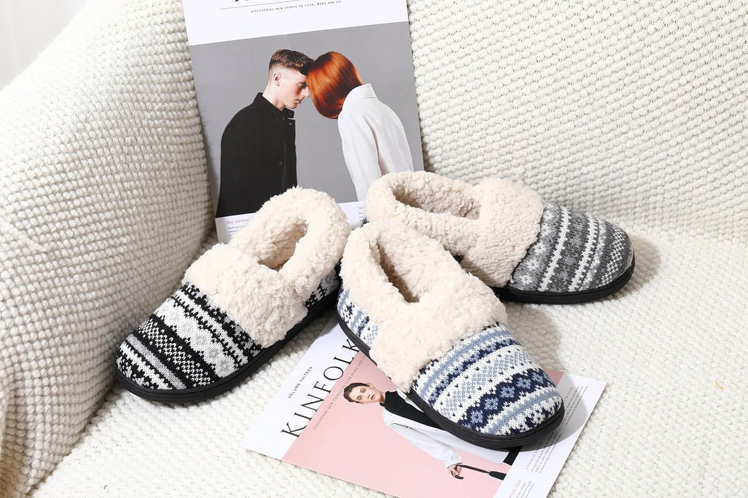 Winter Knitted Slippers - CozyCloud-Black-4.5-Nora Luxe