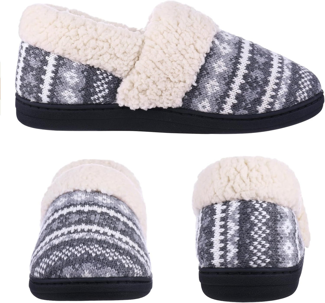 Winter Knitted Slippers - CozyCloud-Black-4.5-Nora Luxe