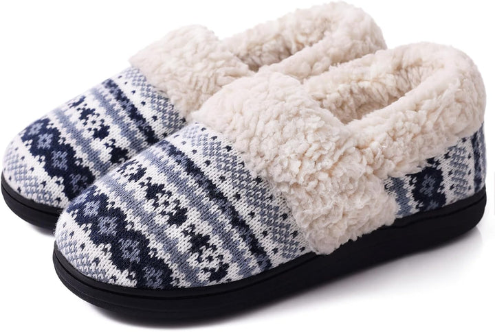 Winter Knitted Slippers - CozyCloud-Blue-4.5-Nora Luxe
