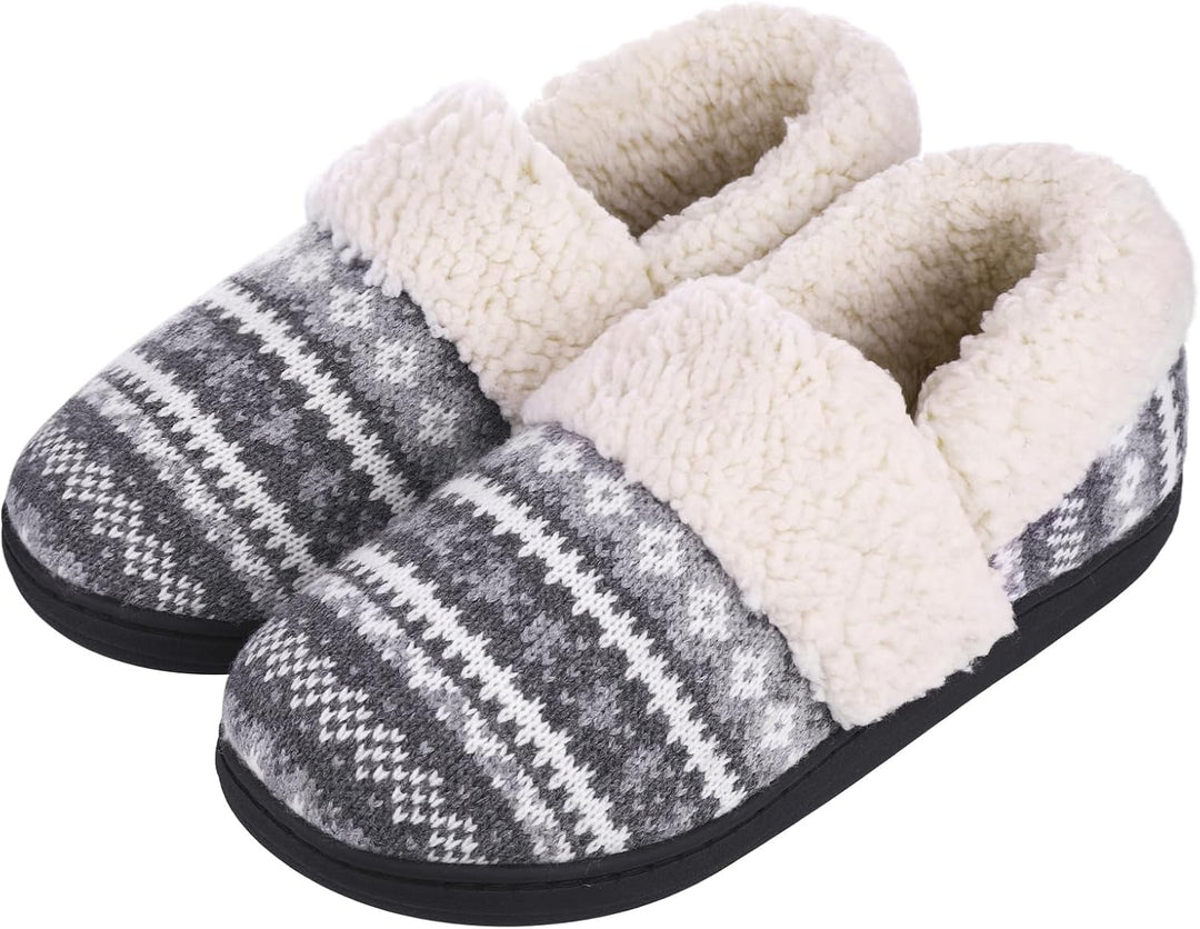 Winter Knitted Slippers - CozyCloud-Gray-4.5-Nora Luxe