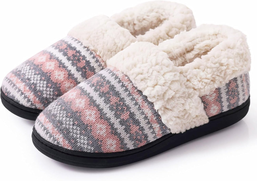 Winter Knitted Slippers - CozyCloud-Pink-4.5-Nora Luxe