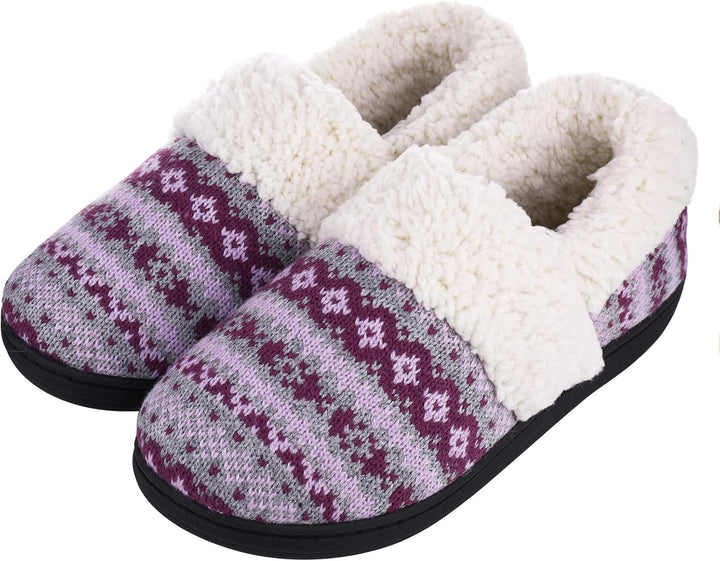 Winter Knitted Slippers - CozyCloud-Purple-4.5-Nora Luxe