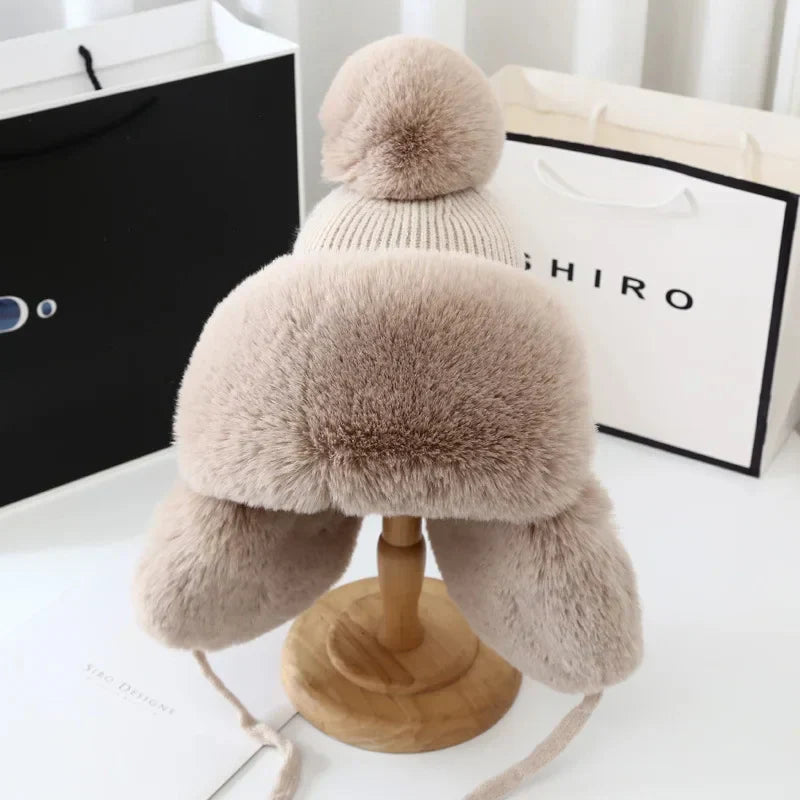 Winter Shield Earflap Ski Hat for Women - Tressa-Beige-Nora Luxe