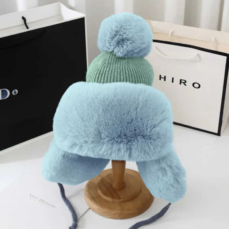 Winter Shield Earflap Ski Hat for Women - Tressa-Blue-Nora Luxe