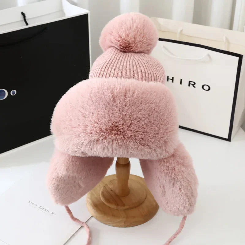 Winter Shield Earflap Ski Hat for Women - Tressa-Pink-Nora Luxe