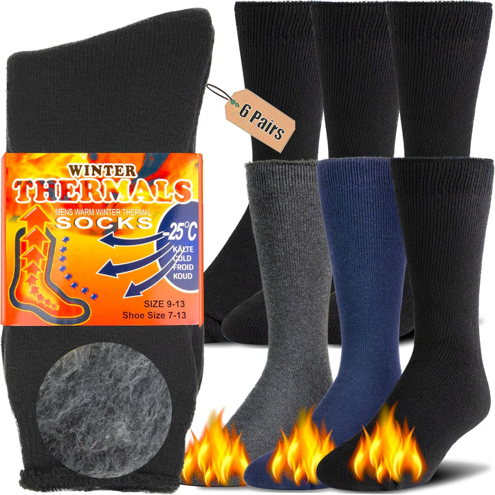 Winter Thermal Boot Socks - HeatGrip-6 pairs of mixed colours-Nora Luxe