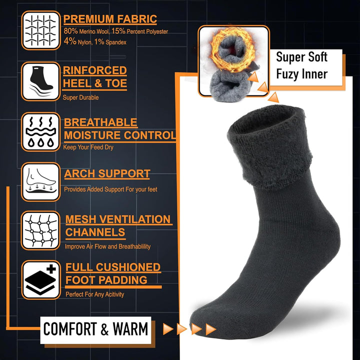 Winter Thermal Boot Socks - HeatGrip-6 pairs of mixed colours-Nora Luxe