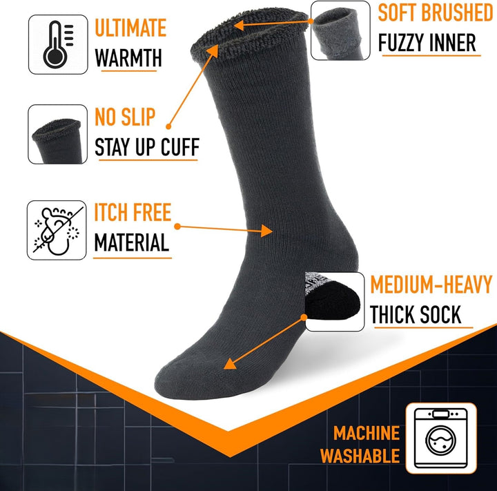 Winter Thermal Boot Socks - HeatGrip-6 pairs of mixed colours-Nora Luxe