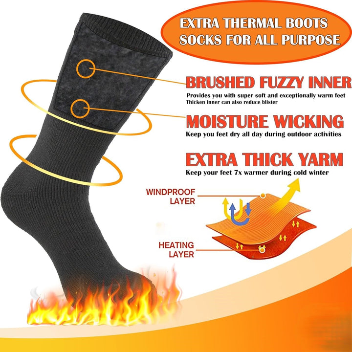 Winter Thermal Boot Socks - HeatGrip-6 pairs of mixed colours-Nora Luxe