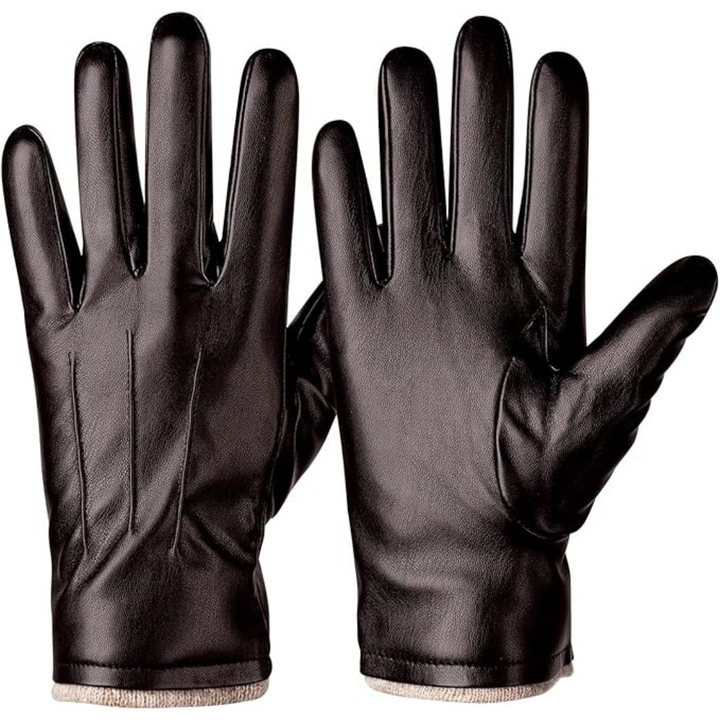 Winter Thermal Touchscreen Leather Gloves - Mason-Brown-Nora Luxe