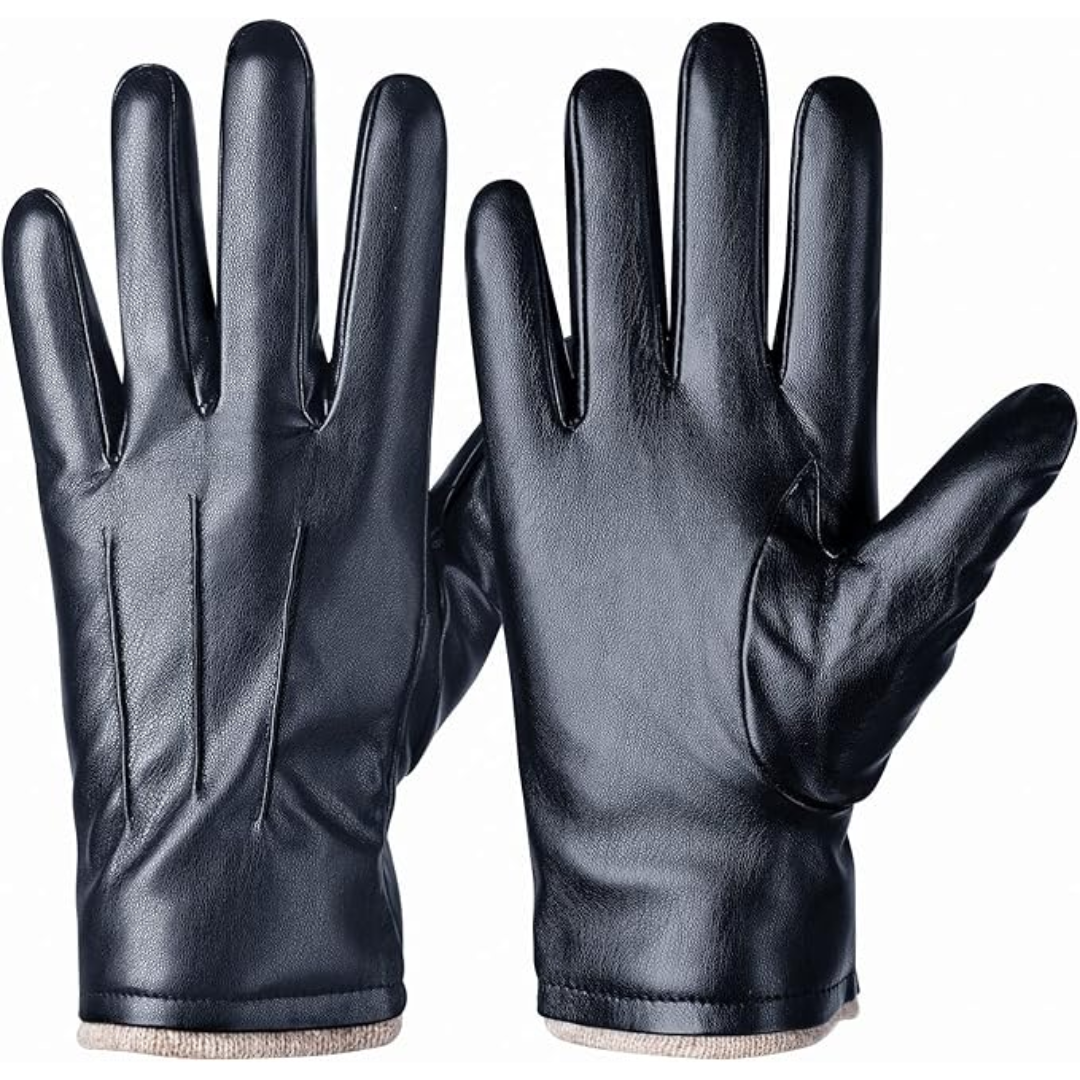 Winter Thermal Touchscreen Leather Gloves - Mason-Marine blue-Nora Luxe