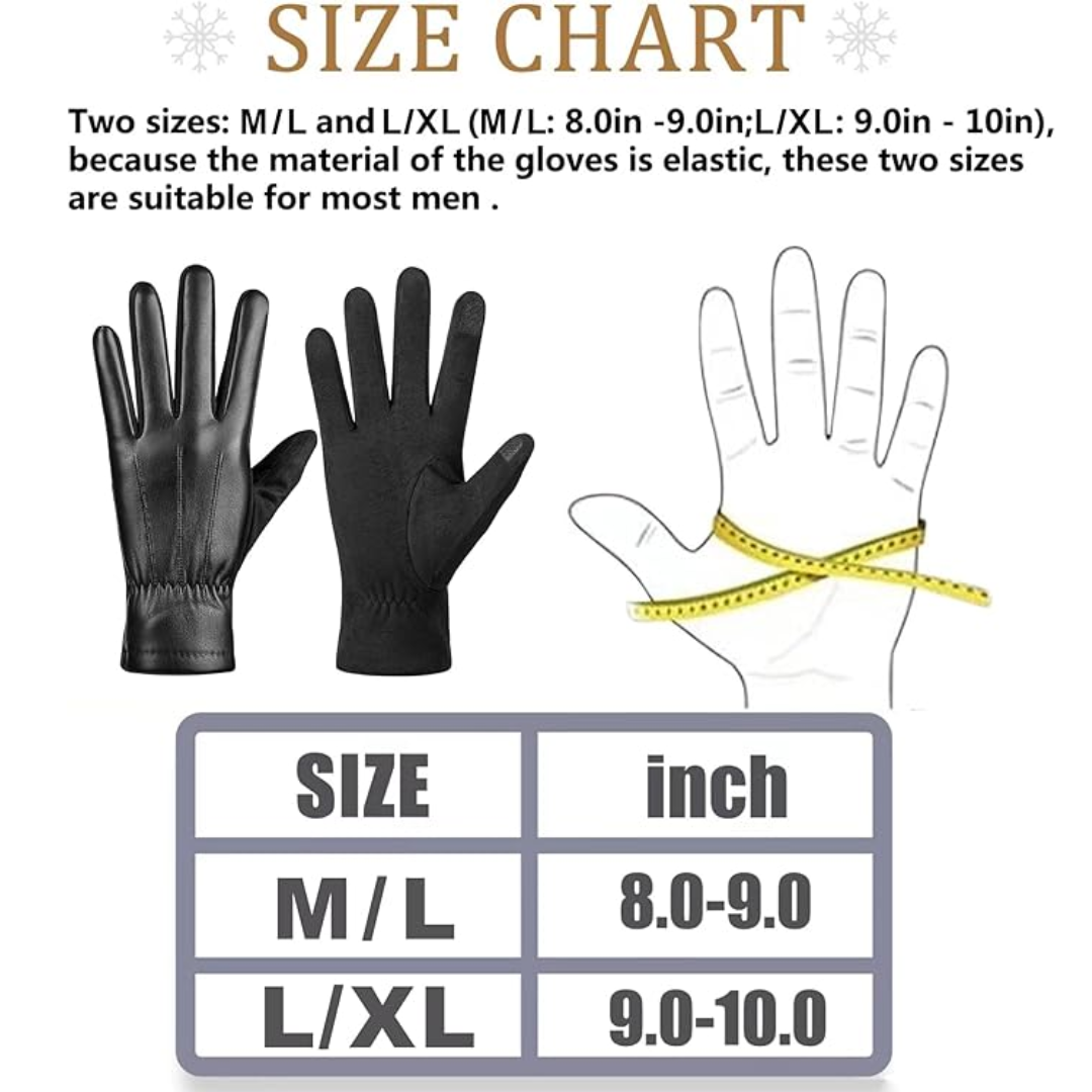 Winter Touchscreen Gloves made of Suede Leather - Victor-Black-M-L-Nora Luxe