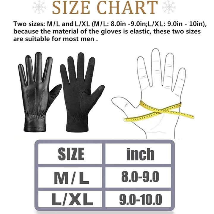 Winter Touchscreen Gloves made of Suede Leather - Victor-Black-M-L-Nora Luxe