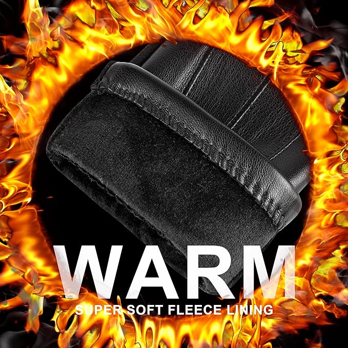 Winter Touchscreen Gloves made of Suede Leather - Victor-Black-M-L-Nora Luxe