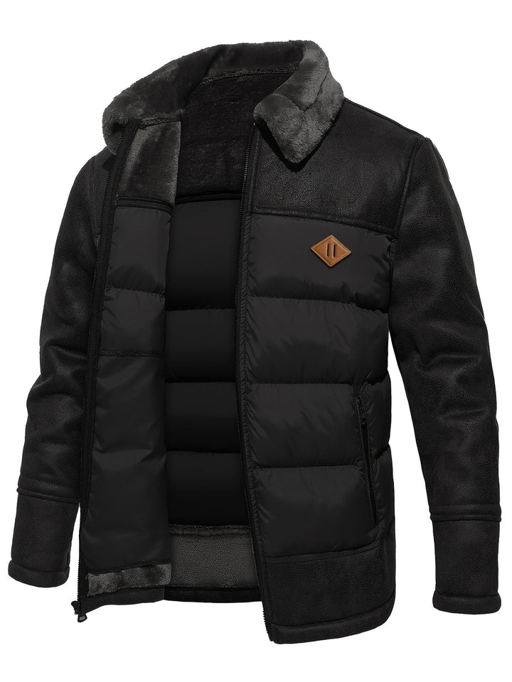 Winter Warm Fleece Jacket for Men - Jasper-Black-S-Nora Luxe