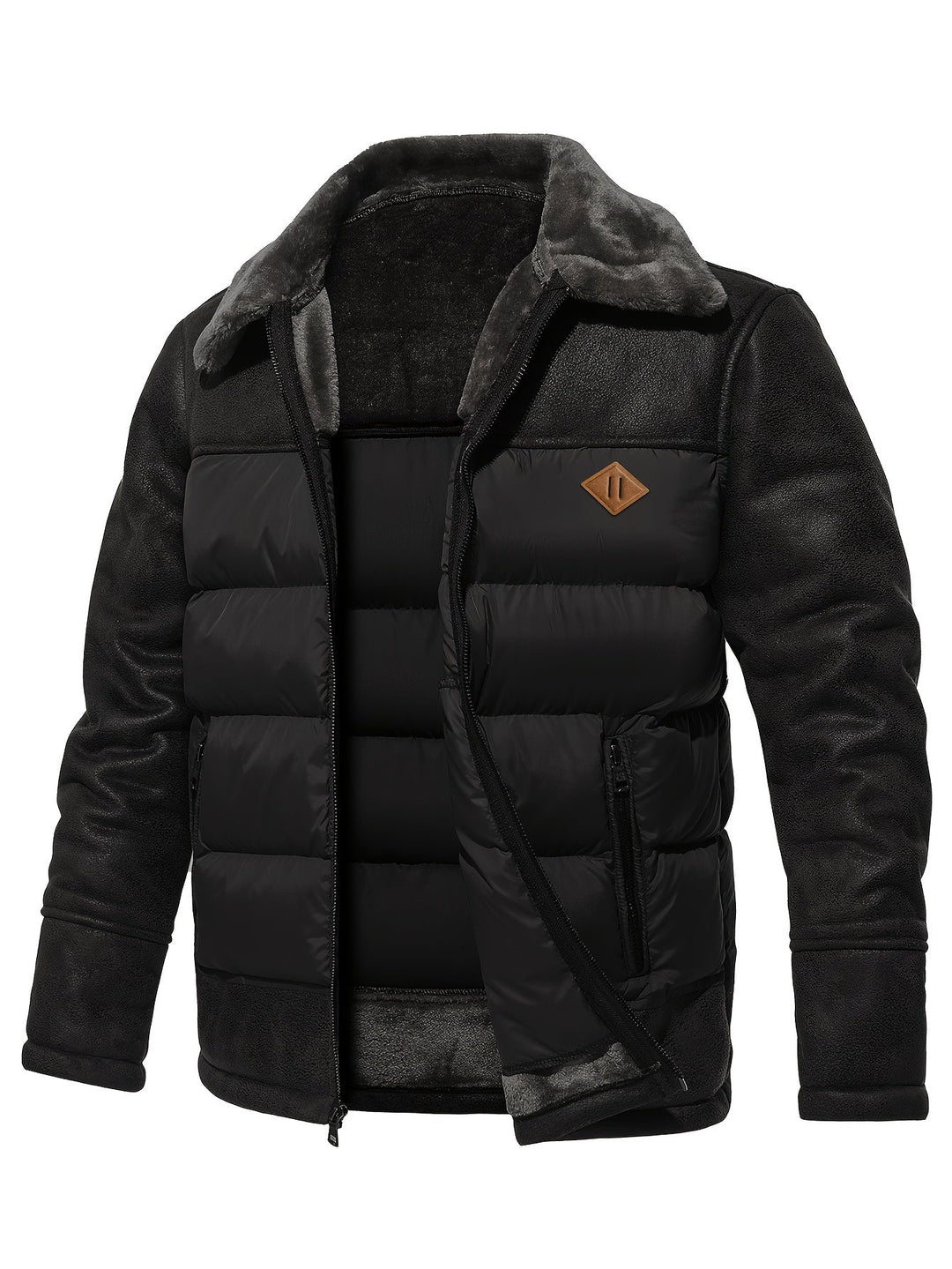 Winter Warm Fleece Jacket for Men - Jasper-Black-S-Nora Luxe