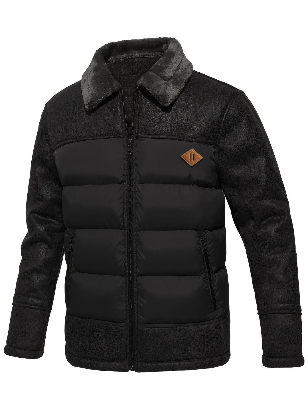 Winter Warm Fleece Jacket for Men - Jasper-Black-S-Nora Luxe