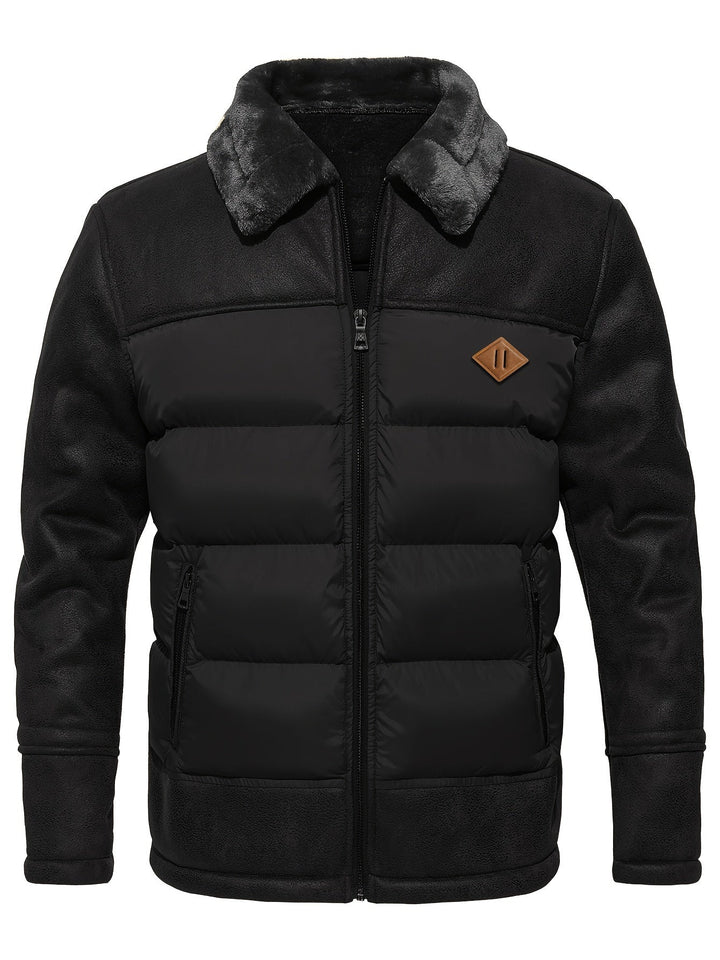 Winter Warm Fleece Jacket for Men - Jasper-Black-S-Nora Luxe
