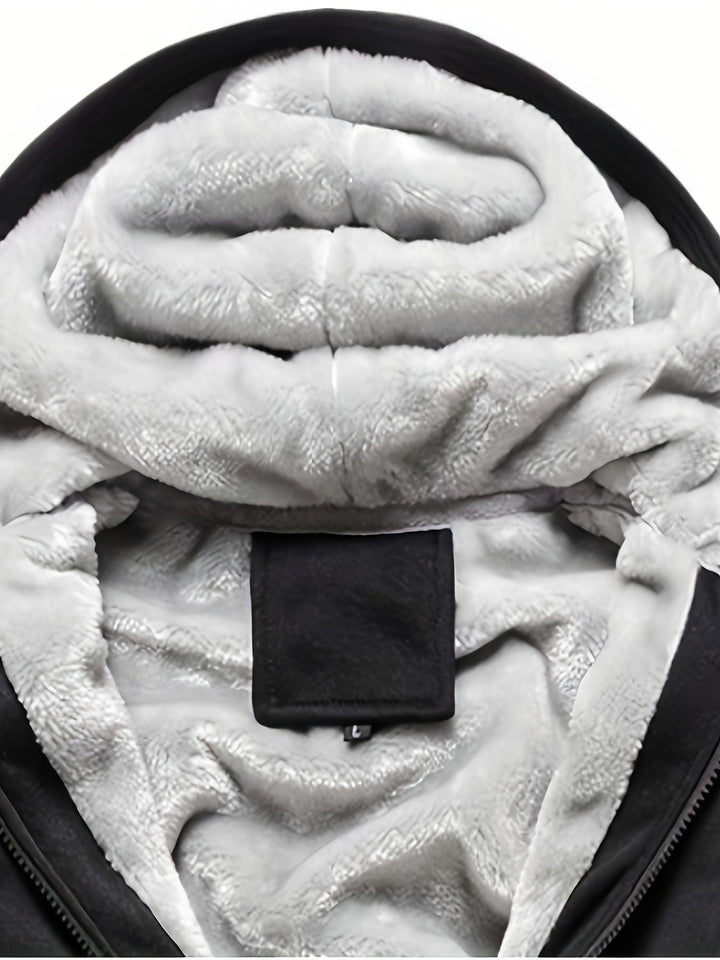 Winter Warm Fleece Jacket with Hood - Dario-Bordeaux red-S-Nora Luxe