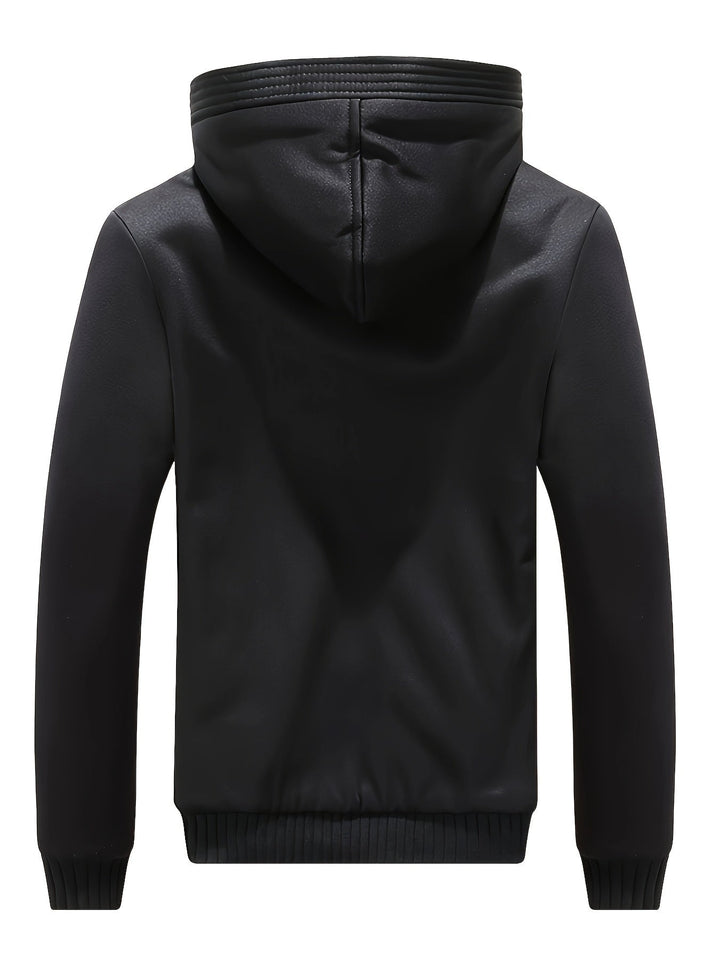 Winter Warm Fleece Jacket with Hood - Dario-Bordeaux red-S-Nora Luxe