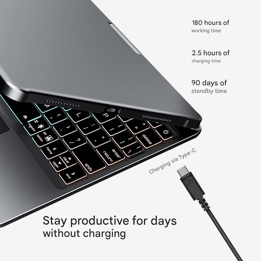 Wireless 360° Rotatable Keyboard - KeySpin Cover-iPad Pro 12.9-inch (6th/5th/4th/3rd Gen)-Black-Nora Luxe