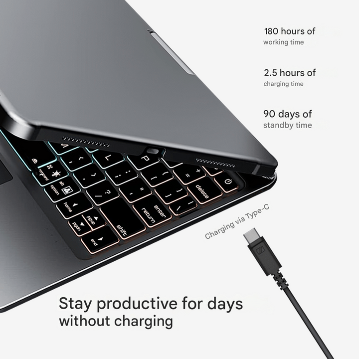 Wireless 360° Rotatable Keyboard - KeySpin Cover-iPad Pro 12.9-inch (6th/5th/4th/3rd Gen)-Black-Nora Luxe