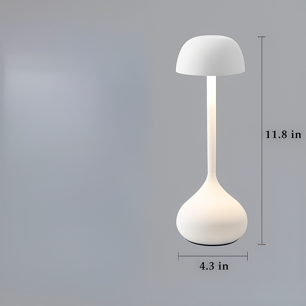 Wireless Dimmable Mushroom Table Lamp - GlowMush-White Mat-Nora Luxe