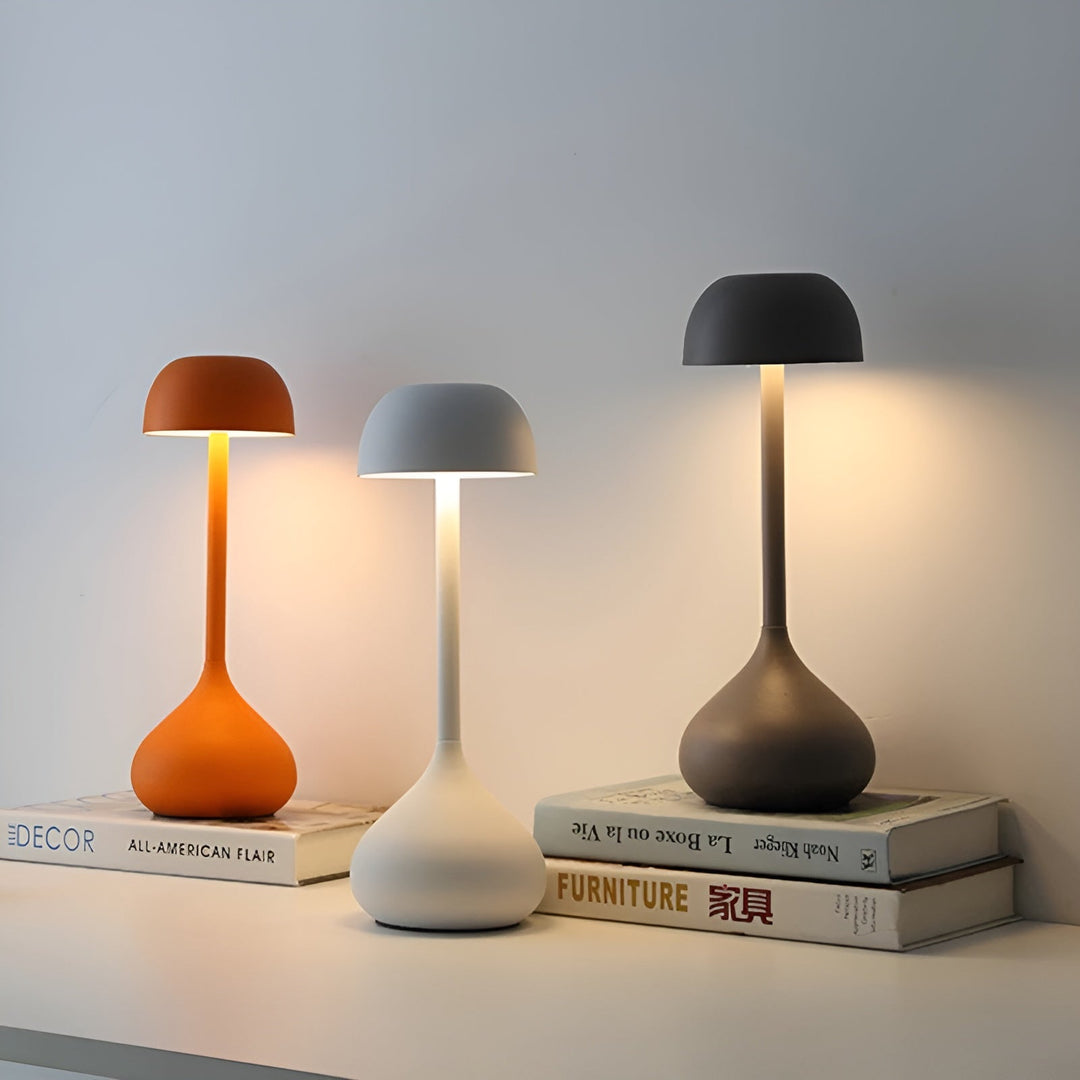 Wireless Dimmable Mushroom Table Lamp - GlowMush-White Mat-Nora Luxe