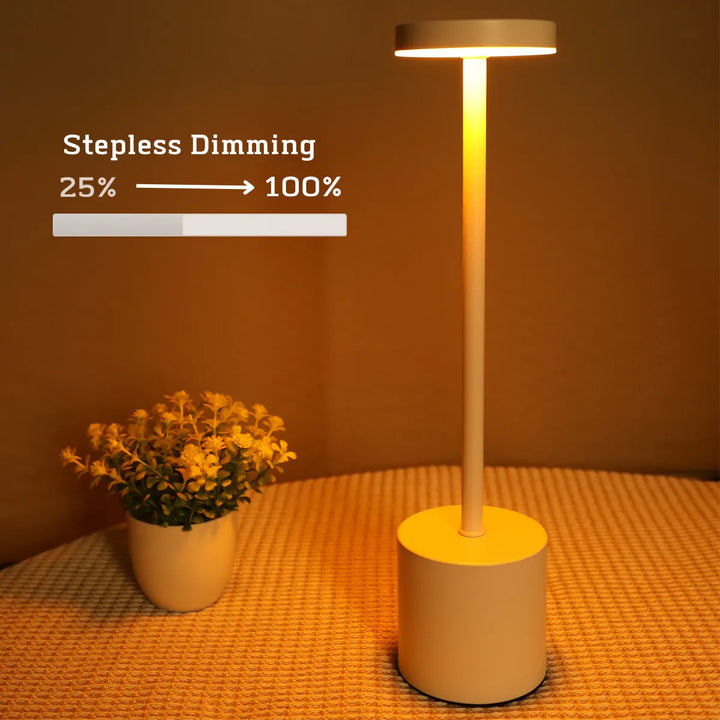 Wireless Metal LED Table Lamp - LumiMetal-White-Nora Luxe