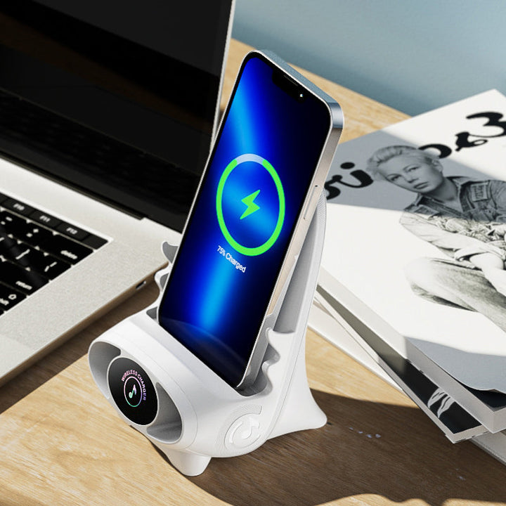 Wireless Phone Holder with 15W Fast Charging Function - FlexCharge Chair-White-Nora Luxe