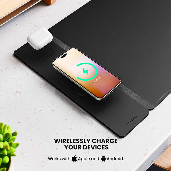 Wireless Rechargeable Desk Mat - ChargePad Flex-Black-Nora Luxe