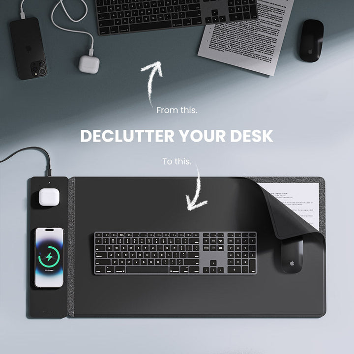 Wireless Rechargeable Desk Mat - ChargePad Flex-Black-Nora Luxe