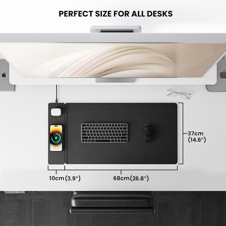 Wireless Rechargeable Desk Mat - ChargePad Flex-Black-Nora Luxe