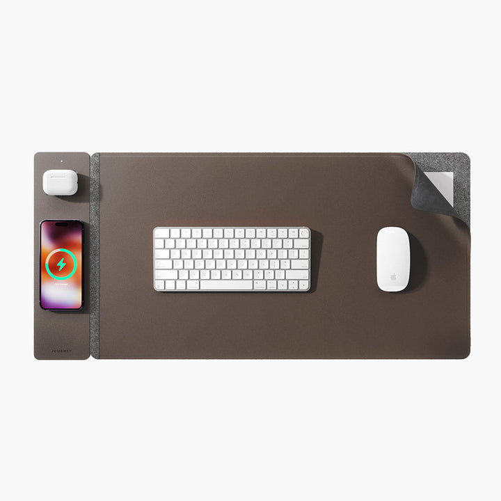Wireless Rechargeable Desk Mat - ChargePad Flex-Dark brown-Nora Luxe