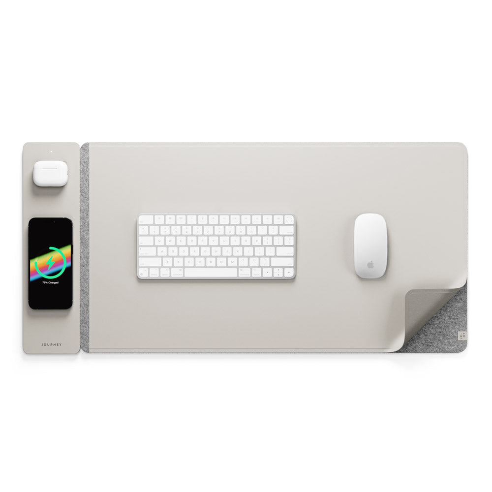 Wireless Rechargeable Desk Mat - ChargePad Flex-Light grey-Nora Luxe