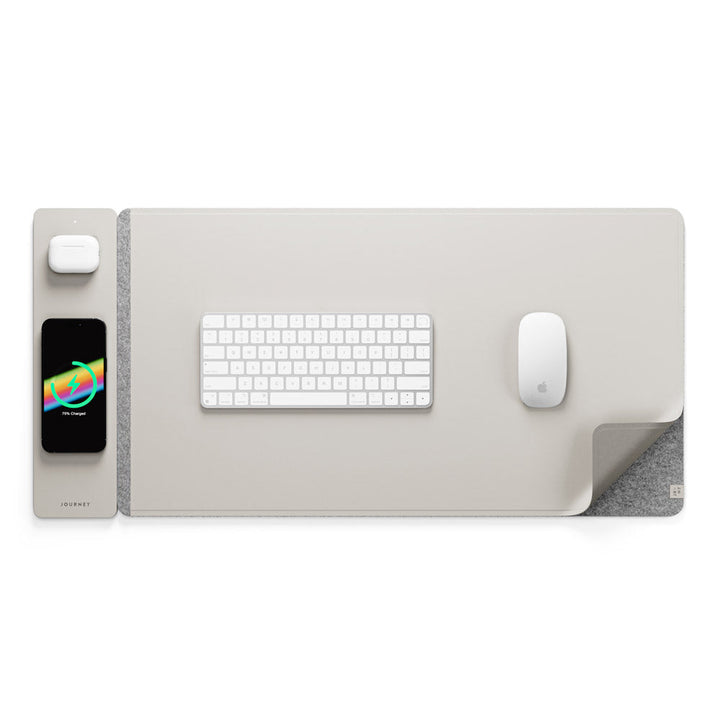 Wireless Rechargeable Desk Mat - ChargePad Flex-Light grey-Nora Luxe