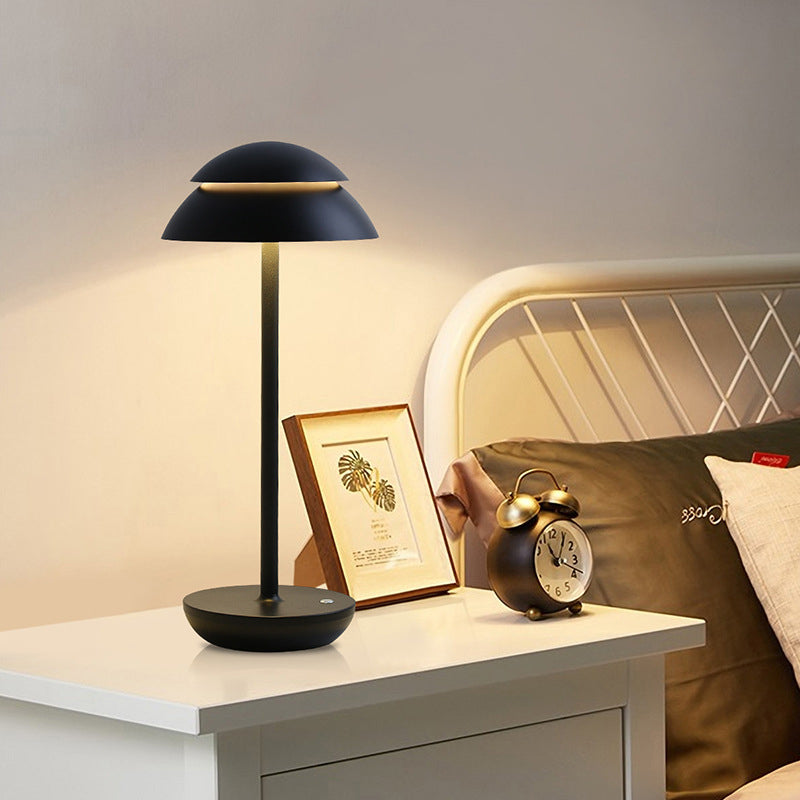 Wireless Rechargeable Table Lamp with LED Lighting - GlowBeam-Black-Nora Luxe