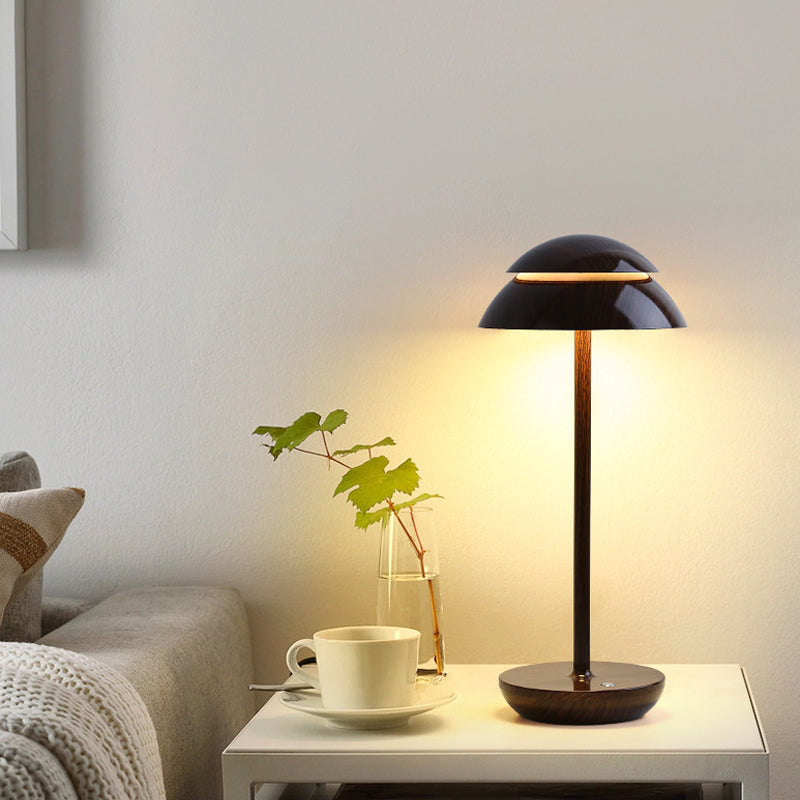 Wireless Rechargeable Table Lamp with LED Lighting - GlowBeam-Walnut Color-Nora Luxe