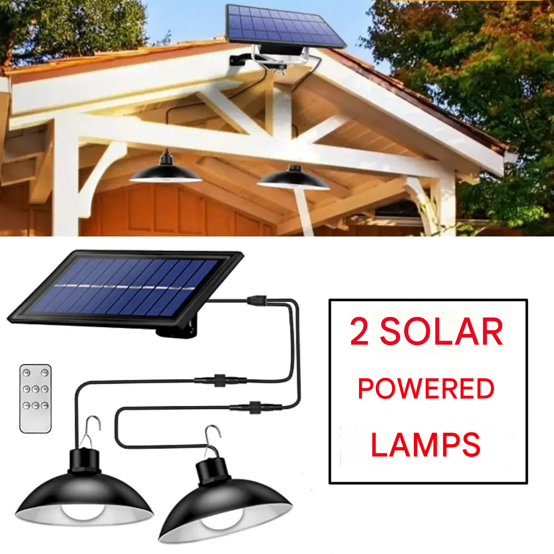 Wireless Solar LED Lamp Set with Remote Control – TwinRay-Nora Luxe