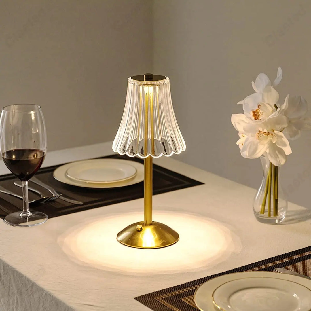 Wireless Table Lamp with Crystal Decor and Dimmable Lighting - GlamLight-Nora Luxe